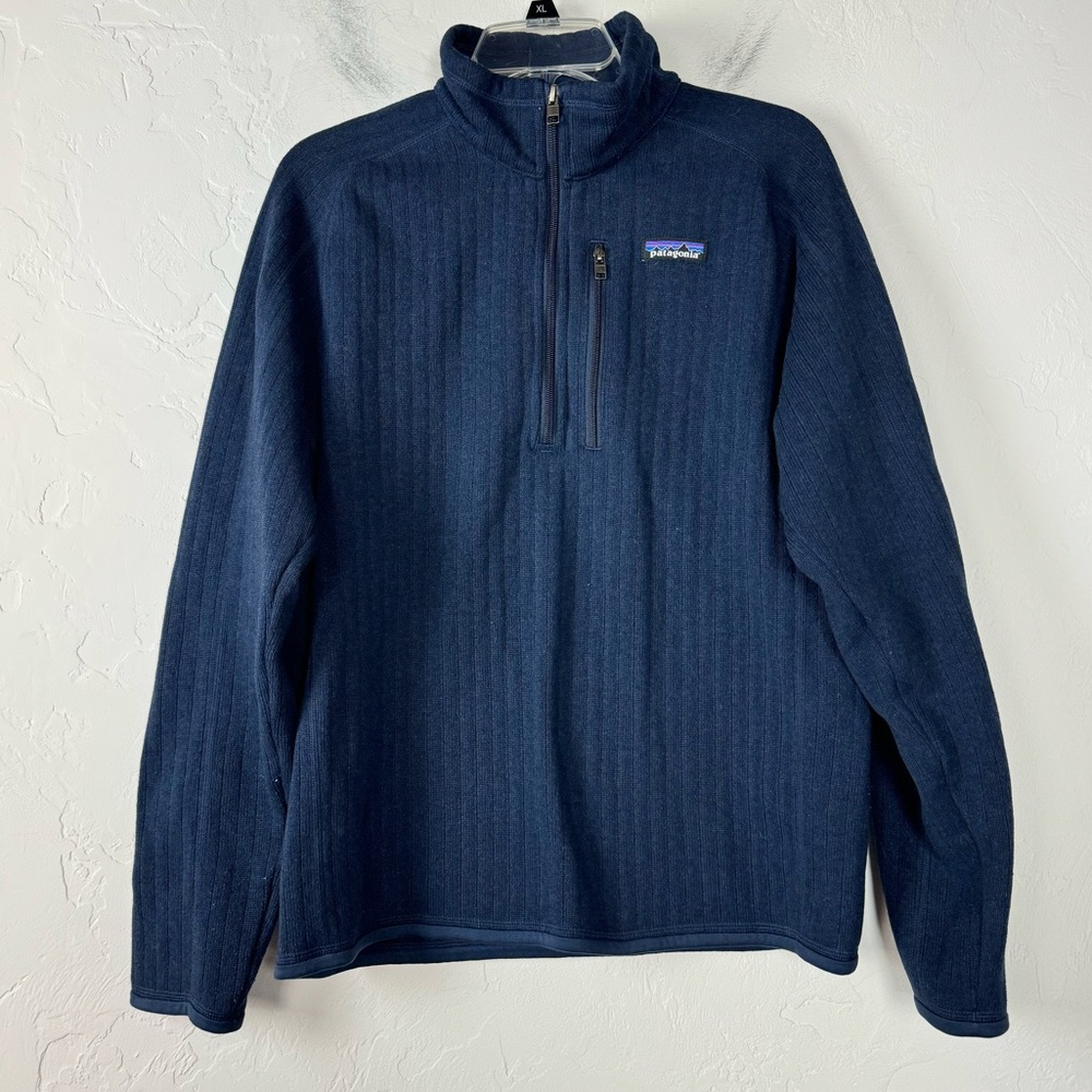 Patagonia Better Sweater Ribbed Knit Dark Navy Blue Solid‎ Fleece Pullover Top